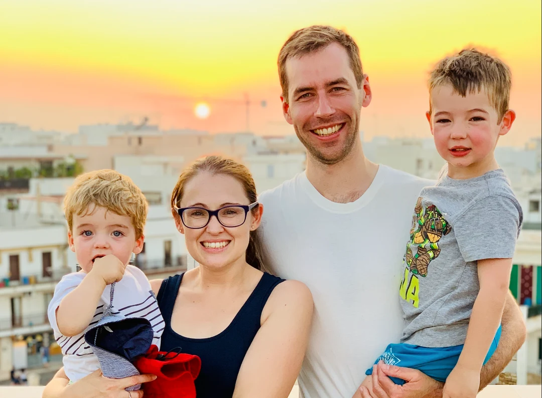 Jill Snape and Scott Tonges with their children.